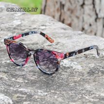CRIXALIS Retro Runde Sonnenbrille für Frauen 2025, modische Vintage-Sonnenbrille, Damen, trendige Blumen-Gradient-Sonnenbrille, weiblich, UV400