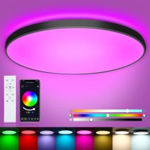 Plafoniera LED 22W con telecomando e app, 2200LM, colori 16M, luce RGB dimmerabile per camera da letto/soggiorno, Ø30 cm
