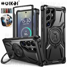 Hülle für Samsung Galaxy S25 Ultra S24 Plus S23 Magnetischer Wächter Heavy Duty Stoßdämpfung Körperschutz Drehbarer Ständer
