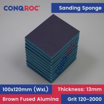 10 Pieces 100x120x13mm Sanding Sponges Flexible Double-Face Brown Fused Alumina Dry or Wet Sanding Blocks Grit-120~2000