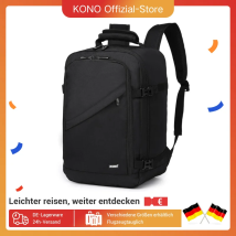 Kono Kabinentasche 40x20x25 cm für Ryanair Untersitz Handgepäck Rucksack, Kabinengröße 20L, Schwarz, Minimalistisch