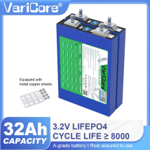 VariCore 3.2V 32Ah LiFePO4 Batteriepack Phosphat für 4S 12V 24V Solar-Energie RV Motorrad Auto Motorbatterien Modifikation