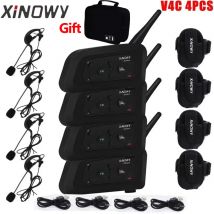 XiNOWy 4PCS V4C Schiedsrichter Headset Bluetooth Intercom Voll Duplex 1200M Fußball Fußball Ohrbügel Kopfhörer Sprech mit Handtasche