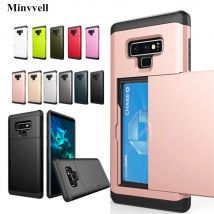 Rüstung Slide Card Case für Samsung Galaxy Note 9 8 20 10 Plus S6 S7 Card Slot Halter Abdeckung für Samsung S9 S8 Plus S22 Ultra S21