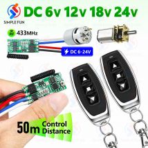 433MHz DC Mini Motor Wireless Switch DC 6V 12V 18V 24V Mini Motor Controller,50m Transmitter,for Motor Forwards Reverse Stop/DIY