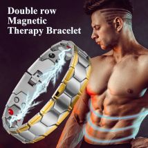 Modische Stärke Magneitc Therapie Armband für Männer Wellness Edelstahl zweireihig Germanium Armreif Energie Gesundheit Paar