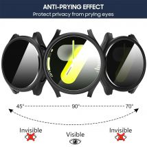 Gehäuse für Samsung Galaxy Uhr 6 44mm 40mm gehärtetes Glas PC Stoßstangen abdeckung Anti-Spion stoß feste Displays chutz folie Galaxy Watch 6 Gehäuse