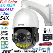 Onvif Metal Laser a infrarossi a colori con tracciamento automatico Cruise 8MP 4K 54X Ottica Zoom 360 °   Telecamera IP di sorveglianza Speed Dome POE PTZ