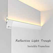 Unsichtbare rahmenlose LED-Aluminiumprofil mit eingebetteter Hintergrundbeleuchtung, reflektierendes Licht, Trogwand, lineare Heimdekoration, Atmosphärenlampen