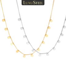 LUXUSTEEL Winzige kleine Anhänger-Halskette für Frauen und Mädchen, Edelstahl, modisch, zierliche Münze, Sterne, Baby-Fuß-Charm-Schmuck