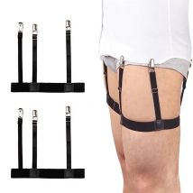2PCS Men Shirt Stay Belt With Non-slip Locking Clips Gentleman Leg Thigh Suspender Garters Strap Elastic UniformShirt Braces