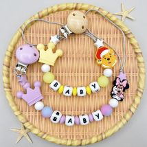 Angepasst Englisch Russland Name Baby Cartoon Silikon Leuchtende Perlen Anhänger Schnuller Clips Ketten Halter Beißring Baby Kawaii Spielzeug