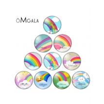 Colorful Rainbow Patterns 10pcs 8mm/10mm12mm/18mm/20mm/25mm Round photo glass cabochon demo flat back Making findings