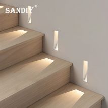 SANDIY Kinkiet ścienny z czujnikiem Lampa wpuszczana w stopnie Wykrywacz ruchu Bezramowe oświetlenie schodów do wystroju wnętrz Korytarz Hall Foyer Balkon Podświetlenie stóp Wbudowana luksusowa