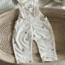 INS Overalls Mädchen Herbst Kinder Kleidung Mädchen Overall 1-3Y Infant Böden Neugeborenen Baby Blume Stickerei Hosen