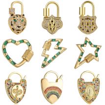 Juya DIY Creative Locket Fasteners Supplies Screw Carabiner Pendant Clasps Accessories For Handmade Chains Punk Jewelry Making