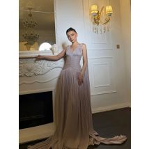Thinyfull Glitter A-line Arab Prom Dresses Sleeveless V-neck Evening Gown 2026 Formal Occasion Dress robes de soirée Customized