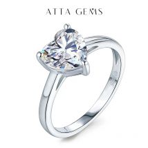 ATTAGEMS 2,0 ct 8,0 mm Herzform Moissanit Verlobungsring für Damen, Solitär, 925er Sterlingsilber, Diamantringe, edler Schmuck