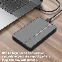 Custodia SSD Rouhong Custodia per disco rigido esterno da 2,5" Custodia per disco rigido USB 3.0 da 6 TB Supporta HDD SSD SATA da 7 mm 9,5 mm per PC portatile