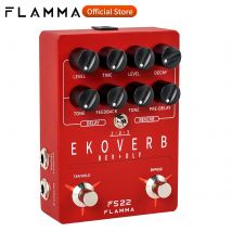 FLAMMA FS22 Ekoverb Dual Reverb Delay Pedal with Freeze and Trail On Function with Power Supply