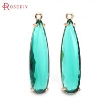 6 PZ 8x30 MM di Alta Qualità Champagne Colore Oro Ottone con Vetro Lunga Forma di Goccia Pendenti con Ciondoli Creazione di Gioielli Accessori Fai Da Te