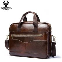 Maletín de cuero genuino para hombre, bolso de oficina portátil para ordenador portátil, bolsas de mensajero de negocios de alta calidad para viajar
