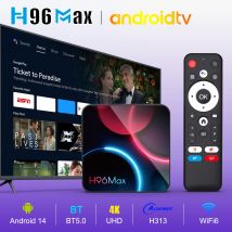 H96 MAX H313 Android 14 Smart TV Box 4K@60fps WiFi6 BT5.0 Google Voice Media Player Smart TV Box Neues Halbmond-Objektiv-Design
