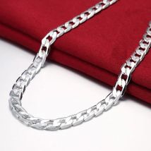 Oferta specjalna Naszyjnik w kolorze srebrnym dla mężczyzn 20/24 cala Klasyczny łańcuszek 8 MM