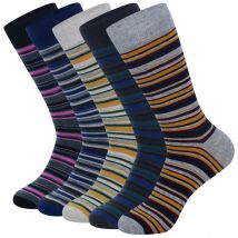 5 Paar Herren-Socken in Übergröße, gestreift, hochwertige Crew-Socken aus gekämmter Baumwolle, schwarze, coole, atmungsaktive Freizeitsocken für Herren