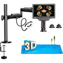 Elikliv EM3K-3D Max 10.1" Microscopio digitale 3D con doppia lente magnetica HDMI 3K Microscopio per saldatura per elettronica con braccio flessibile
