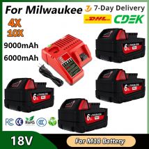 Do Milwaukee M18 18V 6000mAH/9000mAH Zamiennik do Milwaukee M18B5 XC Akumulator litowo-jonowy 48-11-1815 48-11-1850 2604-22 2604-20