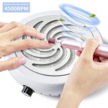 Aspirapolvere per unghie senza spazzole turbo per spolverino per unghie a forte aspirazione da 4500 giri/min per nail art con velocità del filtro rimovibile ​ ​ Regolabile