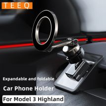 Auto Telefon Halter Für Tesla Model3 Highland Modell Y 2019-2024 Metall Halterung Einstellbare Magnetische Auto Telefon Unterstützung Rahmen zubehör