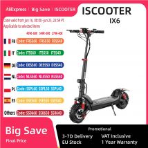 iScooter iX6 1000W Skuter elektryczny 11 cali EScooter 17,5Ah 25 km/h Zasięg 55-65 km Potężny skuter