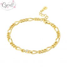 Bracciale in Argento Sterling 925 con Zirconi Incastonati e Catena in Oro 18K, Gioiello di Lusso per Donne, Nuovo Design 2026, Regalo Fai-da-Te per Matrimoni e Feste