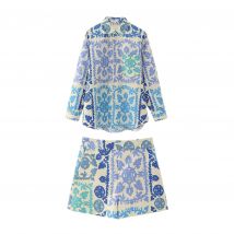 Damen-Hemd und Shorts, stilvolles Sommer-Set trägt Blusen- und Unterteil-bedruckte Kleidung