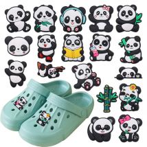 18 Stücke Tier Cartoon Panda PVC Sandalen Schuhe Charms Zubehör Clogs Jungen Mädchen Garten Schuh Schnalle Dekoration Fit Geburtstagsgeschenk