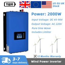 Inwerter sieciowy Y&H 2000W MPPT do energii wiatrowej, czysta sinusoida, ogranicznik, czujnik, obciążenie dumpowe 230V AC/DC 48V do generatora turbiny wiatrowej