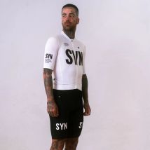 Riding Club Outdoor Freizeit Radfahren Abendessen Unterhaltung Fahrradbekleidung Weiß Sommer Kurzarmtrikot und Trägershorts Set