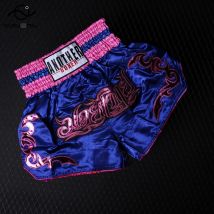 Pantalones Muay Thai, pantalones cortos de boxeo bordados, pantalones cortos de satén para hombres y mujeres, bañadores de entrenamiento de Kickboxing, ropa de artes marciales MMA para niños y niñas