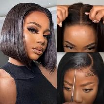 Glueless Wigs Human Hair Pre Plucked Pre Cut Wear and Go 5X5 HD Lace Closure Bob Wig Straight Short Bob Wig Human Hair for Women