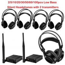 Ultra-Low-Bass, beste Klangqualität, komfortables Silent Disco-Funkkopfhörer-Paket mit 2 Sendern, 500 m, für Partys