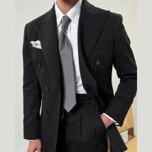 Traje Novio 2025 Nuovi Sposo Vestito Napoli Vestito Set Per Gli Uomini di Affari Casual Vestito A Righe Da Uomo Tuxedo Vestito Fumatori Homme Mariage