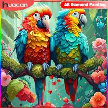 Huacan Tier Diamant Malerei Papagei voller Quadrat runde Mosaik blume 5d DIY dekorative Gemälde Neuankömmlinge