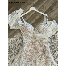 Bohemian Lace A-Line Wedding Dresses Vestido Civil Bridal Gowns suknie ślubne dla puszystych Custom Made