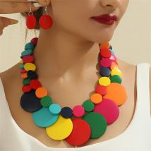 Vintage zwei schicht ige Holz kette afrikanische Hochzeits feier Kleid Holz perlen Halskette Ohrring Schmuck Sets für Frauen Party Geschenke