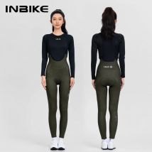 INBIKE Winter Cycling Bib Pants for Women Thermal Fleece Lined High Waist Road Bike Pants Padded Biking Bibs Tights with Pockets