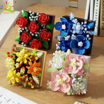 HUIQIBAO MOC Blumenpräsentationsständer Mikrobaustein Sukkulenten Mini 3D Diamant Modell Ziegel Spielzeug für Kinder Schreibtischdekoration