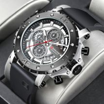 BORUSE All-wasserdichte Uhr Herren Leuchtende Quarzuhr Freizeit Sport Multifunktions-Timer