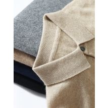 100 % Kaschmir Kurzarm weicher Strickpullover Chic Frühling Sommer Herren POLO-Ausschnitt Pullover Basic Smart Casual Pullover Solide Tops